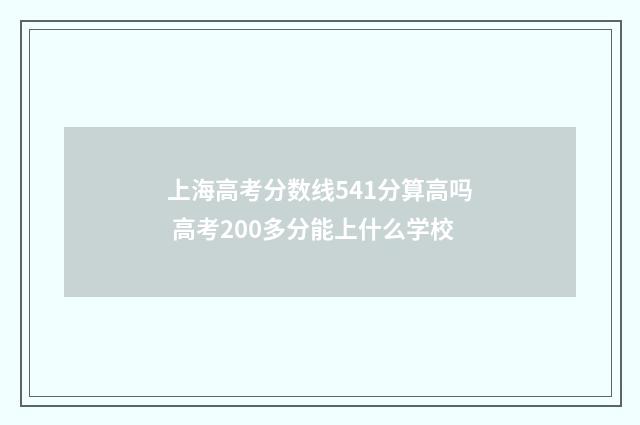 上海高考分数线541分算高吗 高考200多分能上什么学校