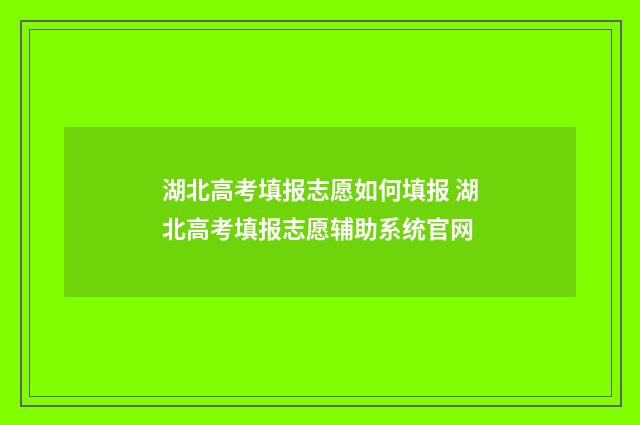 湖北高考填报志愿如何填报 湖北高考填报志愿辅助系统官网