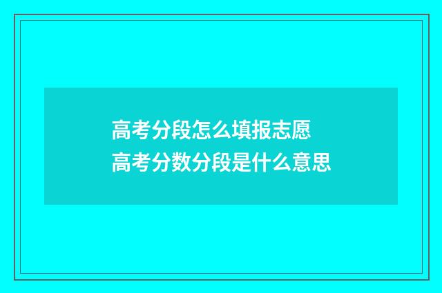 高考分段怎么填报志愿 高考分数分段是什么意思
