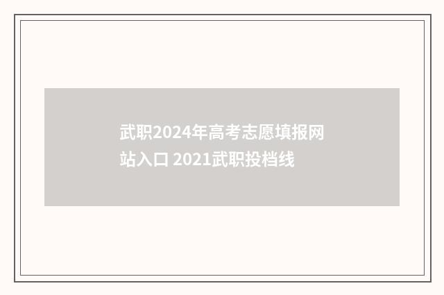 武职2024年高考志愿填报网站入口 2021武职投档线