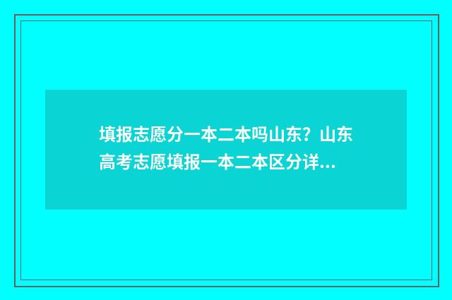填报志愿分一本二本吗山东？山东高考志愿填报一本二本区分详解 高考志愿填报一本