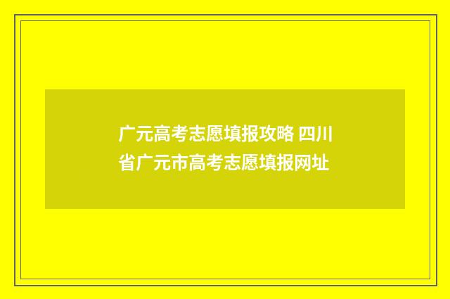 广元高考志愿填报攻略 四川省广元市高考志愿填报网址
