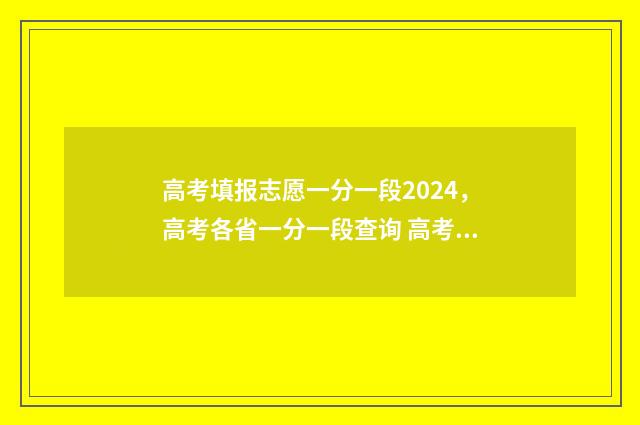 高考填报志愿一分一段2024，高考各省一分一段查询 高考填报志愿一般多久公布录取信息出来