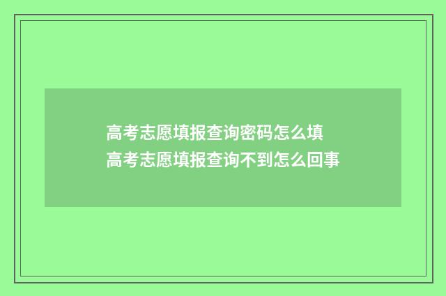 高考志愿填报查询密码怎么填 高考志愿填报查询不到怎么回事