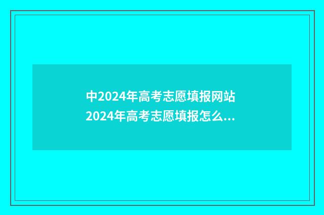 中2024年高考志愿填报网站 2024年高考志愿填报怎么填报
