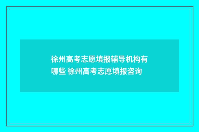 徐州高考志愿填报辅导机构有哪些 徐州高考志愿填报咨询