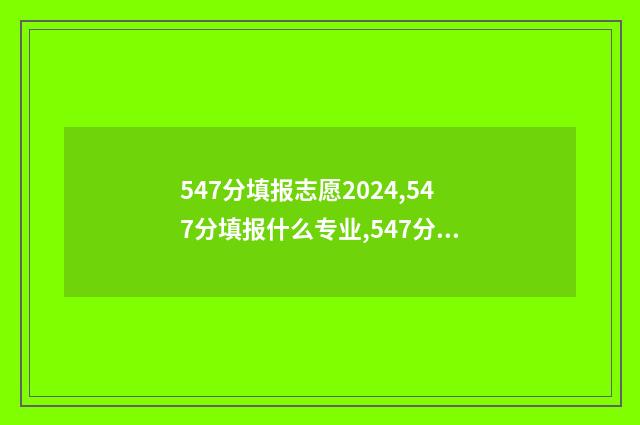 547分填报志愿2024,547分填报什么专业,547分可以报什么大学 547分高考