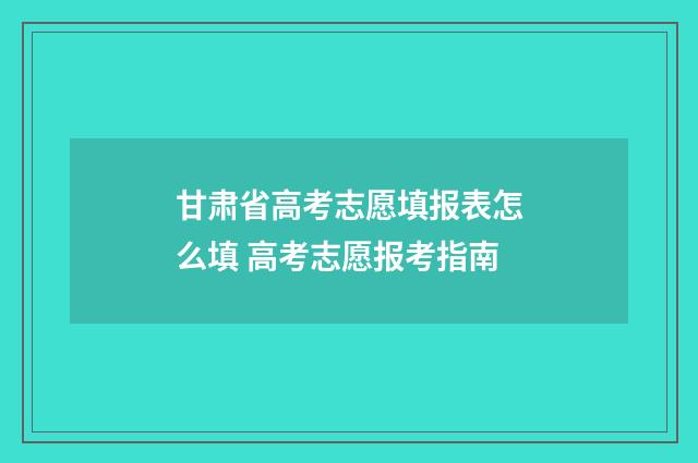 甘肃省高考志愿填报表怎么填 高考志愿报考指南