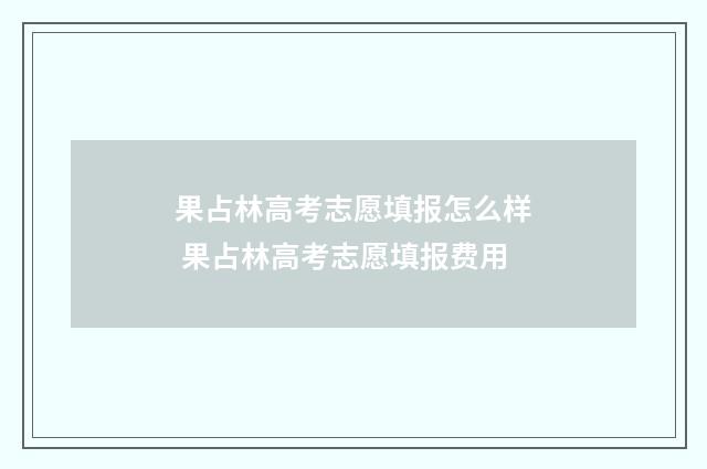 果占林高考志愿填报怎么样 果占林高考志愿填报费用