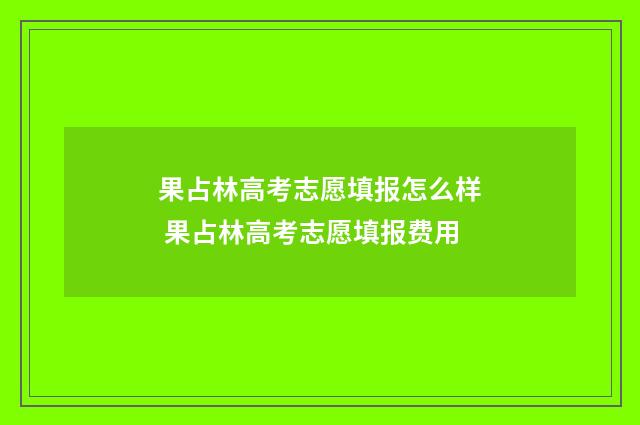 果占林高考志愿填报怎么样 果占林高考志愿填报费用