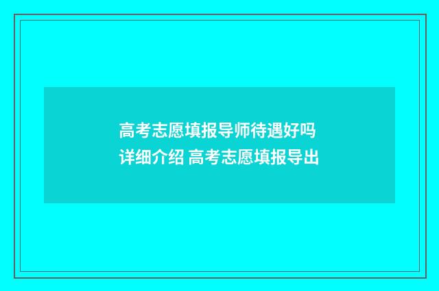 高考志愿填报导师待遇好吗 详细介绍 高考志愿填报导出