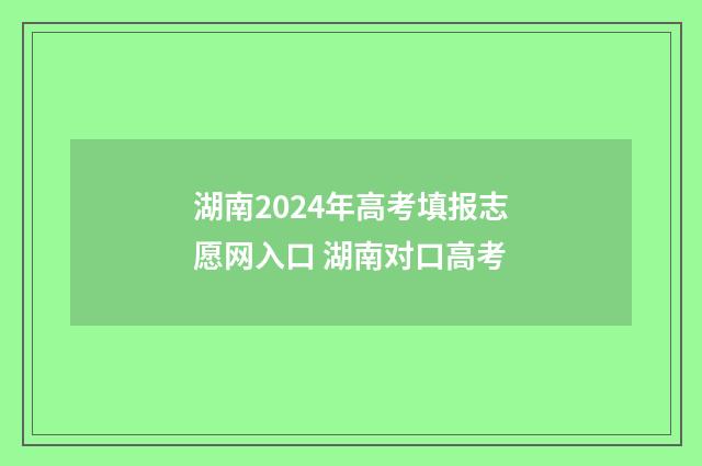 湖南2024年高考填报志愿网入口 湖南对口高考