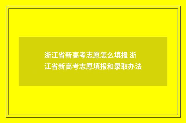 浙江省新高考志愿怎么填报 浙江省新高考志愿填报和录取办法