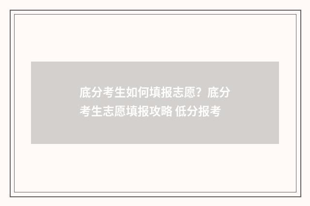 底分考生如何填报志愿？底分考生志愿填报攻略 低分报考
