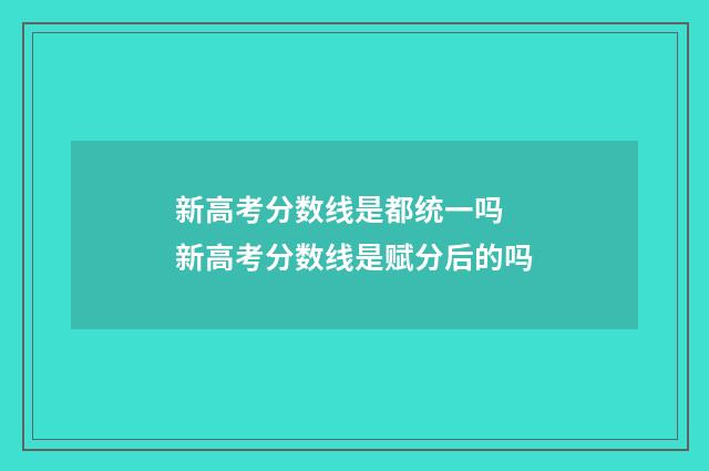 新高考分数线是都统一吗 新高考分数线是赋分后的吗