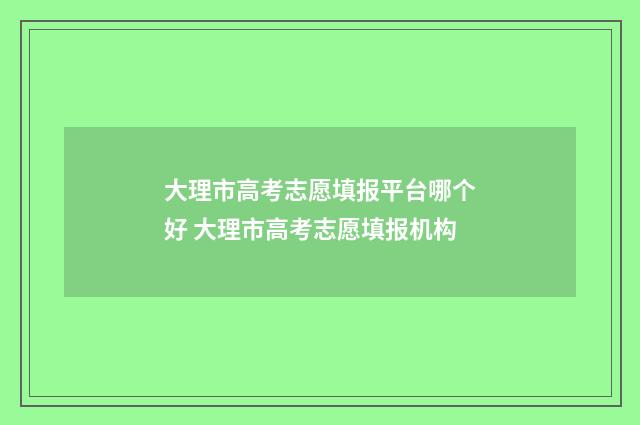 大理市高考志愿填报平台哪个好 大理市高考志愿填报机构