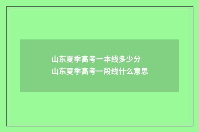 山东夏季高考一本线多少分 山东夏季高考一段线什么意思
