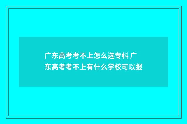 广东高考考不上怎么选专科 广东高考考不上有什么学校可以报