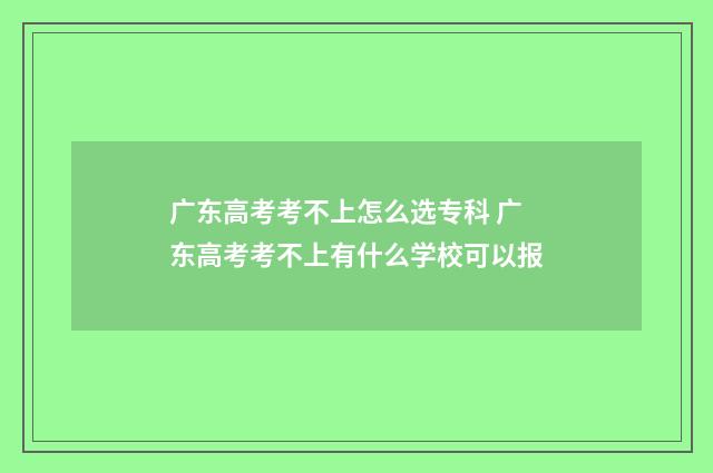 广东高考考不上怎么选专科 广东高考考不上有什么学校可以报