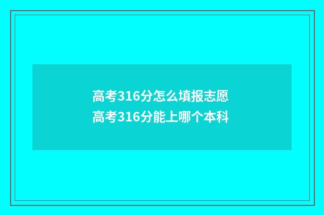 高考316分怎么填报志愿 高考316分能上哪个本科