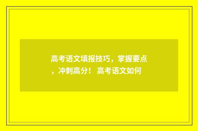 高考语文填报技巧，掌握要点，冲刺高分！ 高考语文如何
