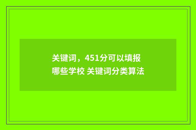 关键词，451分可以填报哪些学校 关键词分类算法