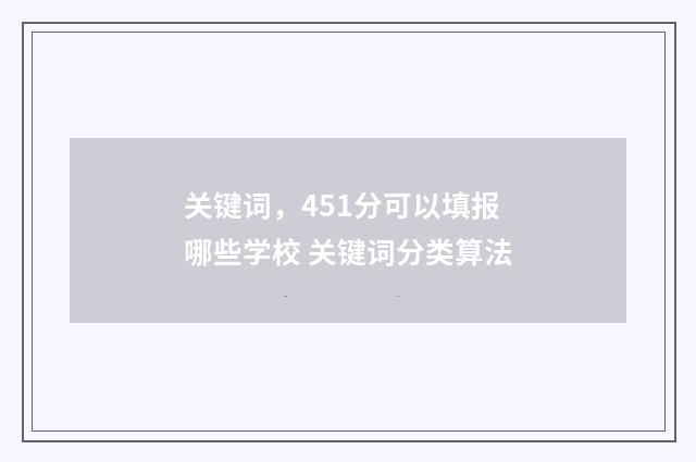 关键词，451分可以填报哪些学校 关键词分类算法