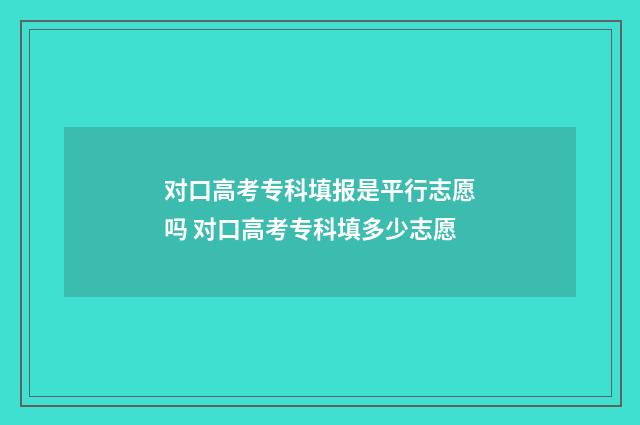 对口高考专科填报是平行志愿吗 对口高考专科填多少志愿