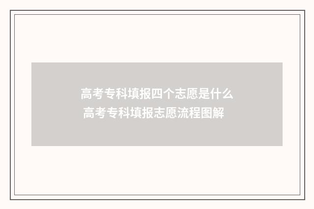 高考专科填报四个志愿是什么 高考专科填报志愿流程图解