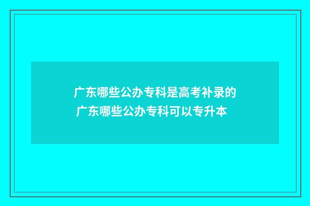 广东哪些公办专科是高考补录的 广东哪些公办专科可以专升本