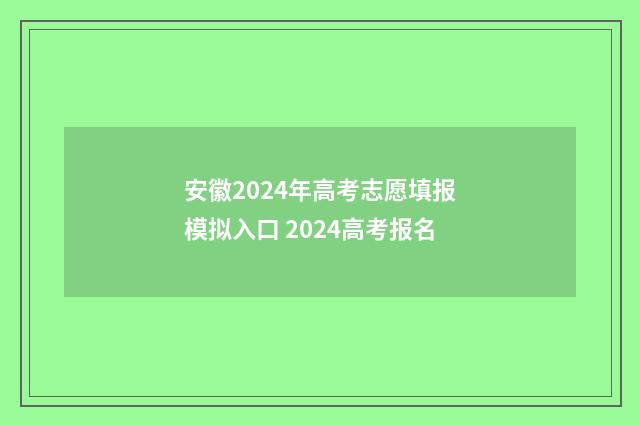 安徽2024年高考志愿填报模拟入口 2024高考报名