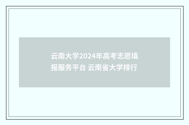 云南大学2024年高考志愿填报服务平台 云南省大学排行