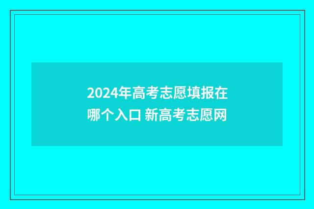 2024年高考志愿填报在哪个入口 新高考志愿网