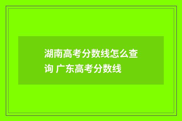 湖南高考分数线怎么查询 广东高考分数线
