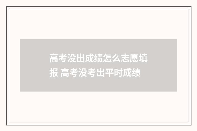 高考没出成绩怎么志愿填报 高考没考出平时成绩