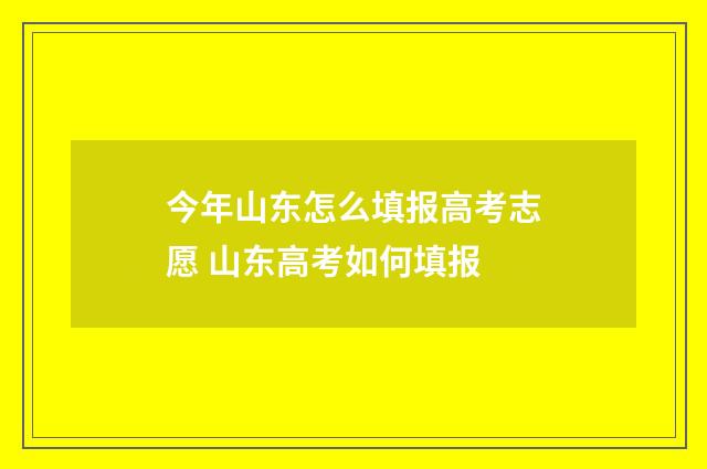今年山东怎么填报高考志愿 山东高考如何填报