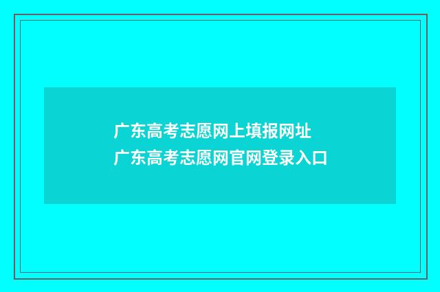 广东高考志愿网上填报网址 广东高考志愿网官网登录入口