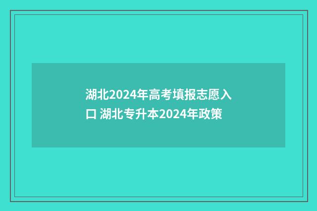 湖北2024年高考填报志愿入口 湖北专升本2024年政策