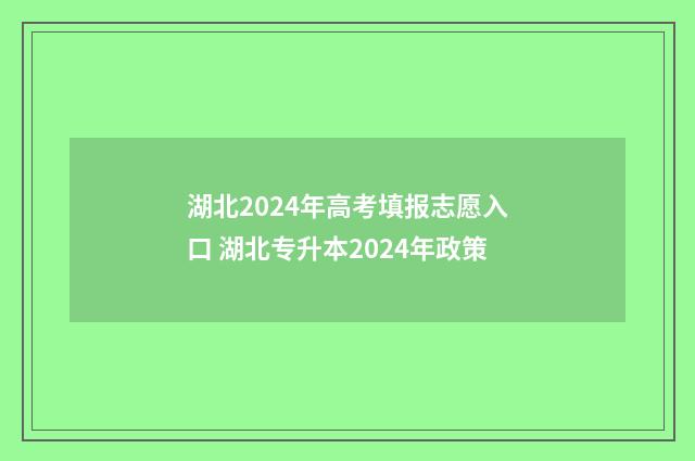 湖北2024年高考填报志愿入口 湖北专升本2024年政策