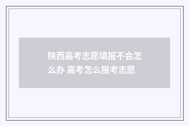 陕西高考志愿填报不会怎么办 高考怎么报考志愿