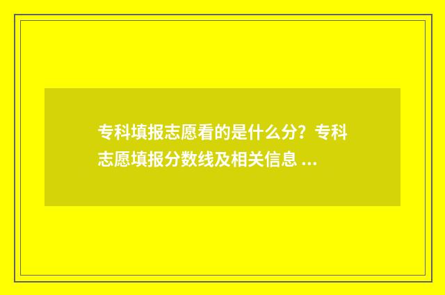 专科填报志愿看的是什么分？专科志愿填报分数线及相关信息 专科填报志愿看成绩吗