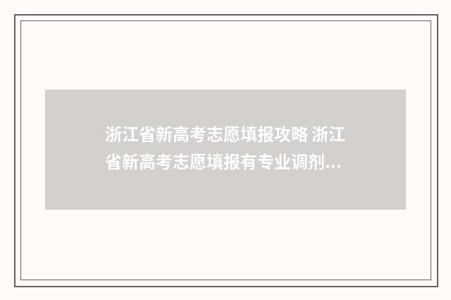 浙江省新高考志愿填报攻略 浙江省新高考志愿填报有专业调剂这一栏吗