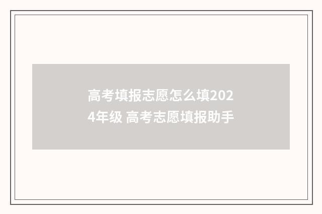 高考填报志愿怎么填2024年级 高考志愿填报助手