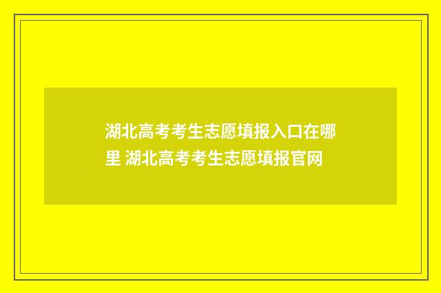 湖北高考考生志愿填报入口在哪里 湖北高考考生志愿填报官网