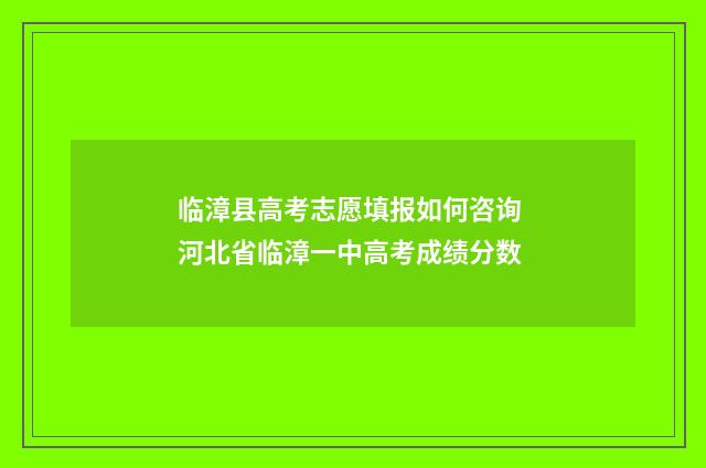 临漳县高考志愿填报如何咨询 河北省临漳一中高考成绩分数