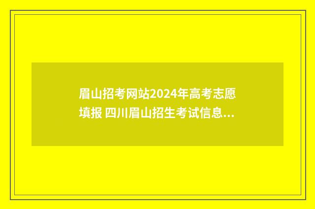 眉山招考网站2024年高考志愿填报 四川眉山招生考试信息网