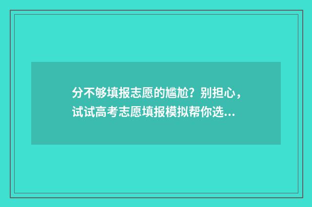 分不够填报志愿的尴尬？别担心，试试高考志愿填报模拟帮你选对方向！