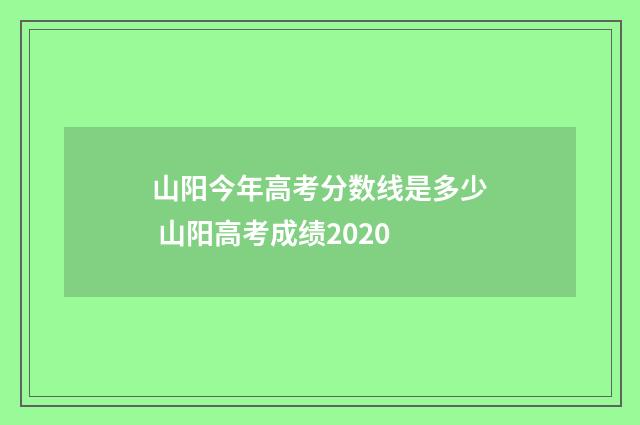 山阳今年高考分数线是多少 山阳高考成绩2020