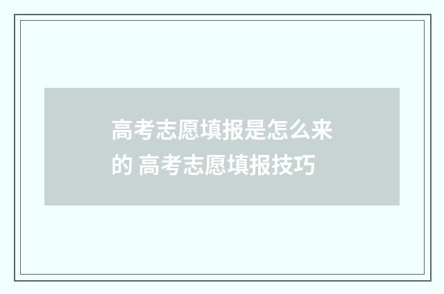 高考志愿填报是怎么来的 高考志愿填报技巧
