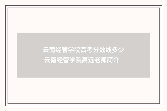 云南经管学院高考分数线多少 云南经管学院高远老师简介